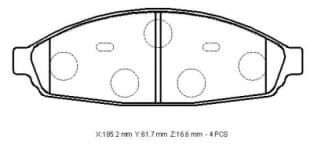 LINCOLN TOWN CAR- 03/07; ÖN FREN BALATASI (DİSK)(185.2X61.7X16.6)(BRAMAX)