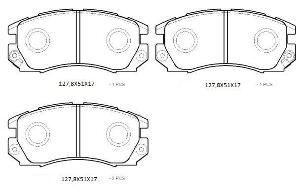 SUBARU IMPREZA- 97/98; ÖN FREN BALATASI (2,0 TURBO) (DİSK) (127,8X51X17) (DAIWA)