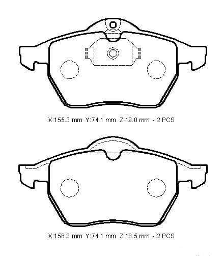 OPEL VECTRA- B- 96/99; ÖN FREN BALATASI (KABLOSUZ)(DİSK) (155,3X74,1X19/156,3X74,1X18,5) (BRAMAX)