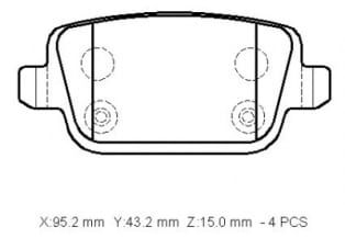 FORD S MAX- 07/09; ARKA FREN BALATASI 1,6/1,8/2,0/2.2 TDCI (DİSK)(95,2x43,2x15)(BRAMAX)