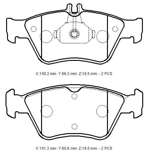 MERCEDES C CLASS- W208- 98/99; ÖN FREN BALATASI (KABLOSUZ)DİSK)150,2X66,3X18,5/151,2X60,8X18,5)BRAMA