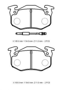 CITROEN XSARA- 98/00; ARKA FREN BALATASI (2 KABLOLU)(DİSK) (105X54,9X11)(BRAMAX)