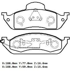 MERCEDES ML CLASS- W163- 98/05; ÖN FREN BALATASI (KABLOSUZ)(188X77X16,6/18 8X59X15.6)(BRAMAX)
