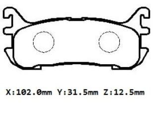 MAZDA 323- LANTIS- 95/98; ARKA FREN BALATASI (DİSK)(102X31.5X12.5)(DAIWA)