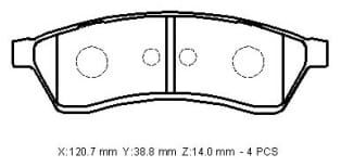 CHEVROLET EPICA- 07/12; ARKA FREN BALATASI (DİSK)(120,7x38,8x14) (BRAMAX)