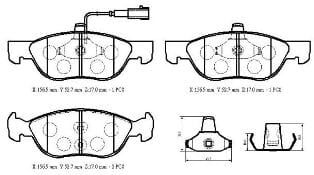 ALFA ROMEO 146- 95/00; ÖN FREN BALATASI 1,8/1,9 (KABLOSUZ)(DİSK) (156.5x52.7x17) (BRAMAX)