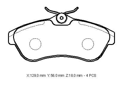 CITROEN C2- 04/09; ÖN FREN BALATASI 1,4/1,4HDI/1,6 (KABLOSUZ)(DİSK) (129X56X18) (BRAMAX)