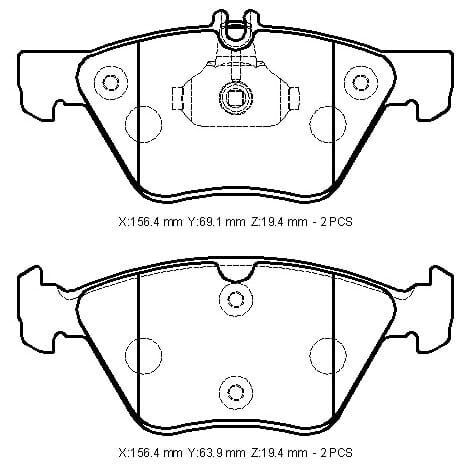 MERCEDES E CLASS- W210- 96/99; ÖN FREN BALATASI KABLOSUZ)DİSK(156,4X69,1X19,4/156,4X63,9X19,4)BRAMAX