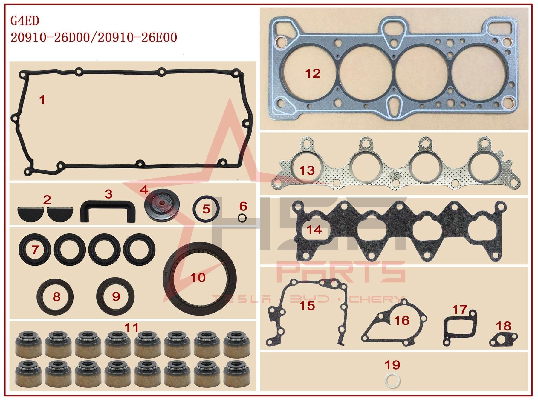 2006-2012 Kia Cerato 1,6 Benzinli Takım Conta SKC'Lİ 20910-26D00-SKCLİ