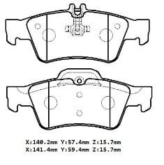 MERCEDES E CLASS- W211- 03/06; ARKA FREN BALATASI(KABLOSUZ)DİSK(140,2X57,4X15,7/141,4X59,4X15,7)BRAM