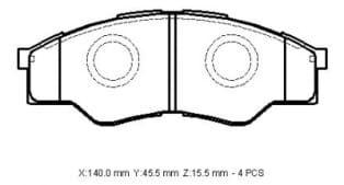 TOYOTA HILUX- PICK UP VIGO- 05/07; ÖN FREN BALATASI 4X4 (07/10 4X2 UYUMLU)(140X51.9X15,50)DA