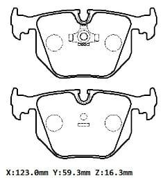 BMW 5 SERI- E39- 01/03; ARKA FREN BALATASI (KABLOSUZ) (DİSK) (123X59,3X16,3) (BRAMAX)