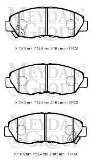 HONDA ACCORD- 90/93; ÖN FREN BALATASI (DİSK) (137,8X47,5X18,5) (DAIWA)