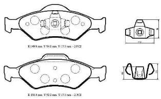 FORD KA- 98/06; ÖN FREN BALATASI 1,0/1,3cc (DİSK) (149,9X54X17,5/15;1,4X52,2X17,5)(BRAMAX)