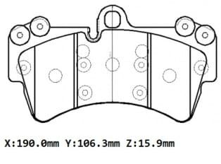VOLKSWAGEN TOUAREG- 07/09; ÖN FREN BALATASI 3,6/4,2/5,0/6,0(KABLOSUZ)(DİSK)(190x106.3x15.9) (BRAMAX)
