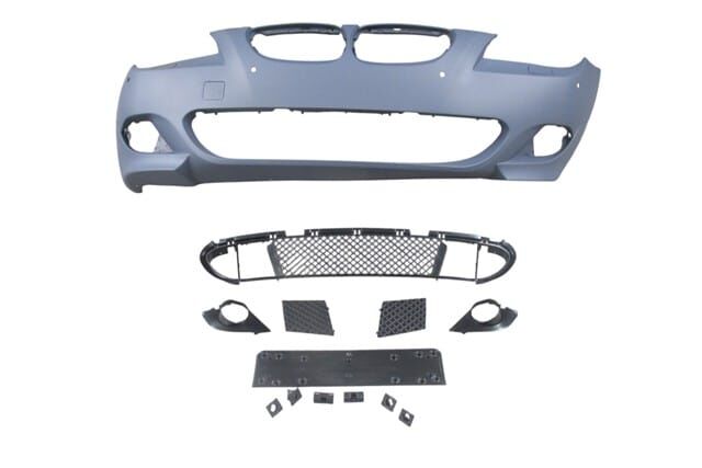 BMW 5 SERI- E60- 04/07; ÖN TAMPON (IZGARALI//PLAKA PLAST.)SEN.DELİKLİ 18MM/F.YIK.LI) (M-TECH) ASTARL