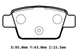 FIAT STILO- 03/06; ARKA FREN BALATASI 1,4/1,6/1,9 (KABLOSUZ)(DİSK)(95X43X15.5)(BRAMAX)
