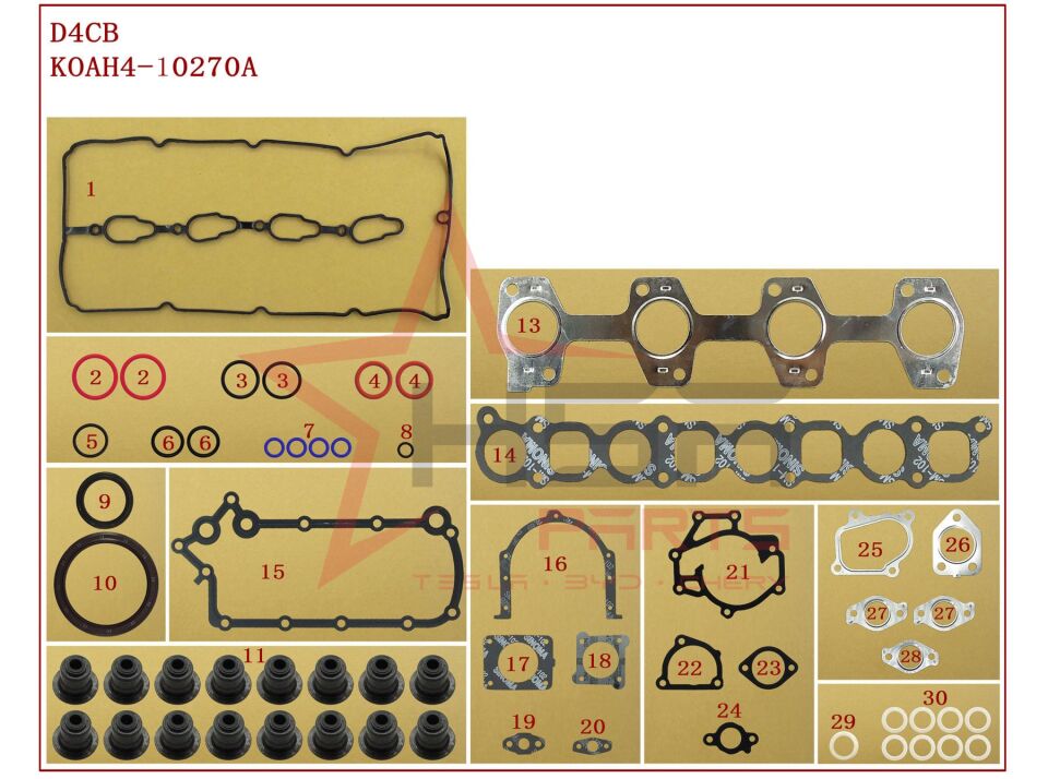 1998-2008 Hyundai Starex 2,5 CRDi Takım Conta (SKC'siz) (Uyumlu Araçlar: 2009-2012 Hyundai H100 Kamyonet 2,5 CRDi Takım Conta / 2008-2011 H-1 2,5 CRDi Takım Conta / 2009-2012 Kia Bongo 2,5 CRDi Takım Conta / 2002-2006 Kia Sorento 2,5 CRDi Takım Conta) 209