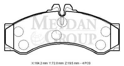 VOLKSWAGEN VOLT- LT35/LT46- 96/07; ÖN FREN BALATASI (KABLOSUZ)(DİSK)(164,2X72X19,5) (FMK)