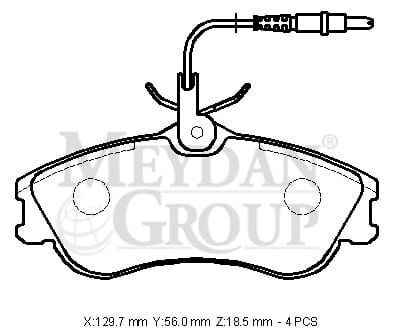 CITROEN BERLINGO- 04/08; ÖN FREN BALATASI (4 KABLOLU)(DİSK) (129,7X56X18,5) (BRAMAX)