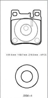 MERCEDES S SL CLASS- W140- 91/98; ARKA FREN BALATASI (KABLOSUZ)(DİSK) (61,6X69,7X16) (FMK)
