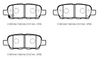 NISSAN X TRAIL- 08/12; ARKA FREN BALATASI 2,0/2,2/2,5 (DİSK) (105.5X38X14) (DAIWA)