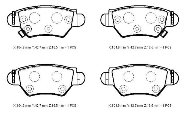 OPEL CORSA- C- 04/06; ARKA FREN BALATASI 1,4/1,7cc (DİSK) (104,9X42,7X16,5) (FMK)