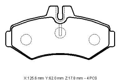 MERCEDES SPRINTER- 00/07; ARKA FREN BALATASI (KULAKSIZ)(KABLOSUZ)(DİSK)(125,6X62X17,8)(BRAMAX)