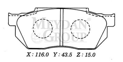 HONDA CIVIC- SD/HB- 92/95; ÖN FREN BALATASI TIRNAKSIZ TİP (DİSK) (116X43,5X15) (DAIWA)