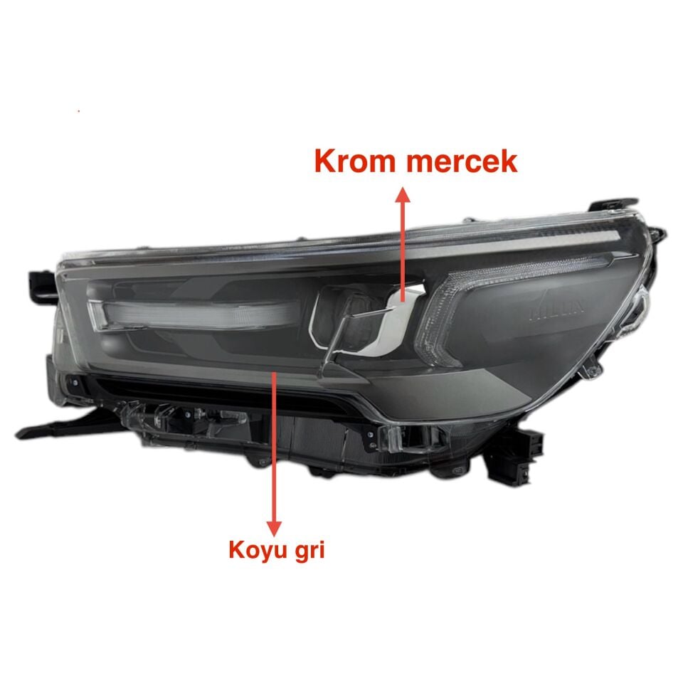 Toyota Far Hılux Revo 21-24 Sol (Mercekli/İçi Koyu Gri/Krom Mercek)/(Hılux Yazılı-ınvıncıble)