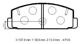 MAZDA 6- SD- 09/12; ARKA FREN BALATASI (DİSK) (107.8X39.6X13)(DAIWA)