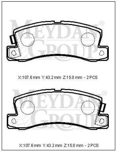TOYOTA AVENSIS- 01/02; ARKA FREN BALATASI 2,0 (DİSK) (107,6X43,2X15) (DAIWA)