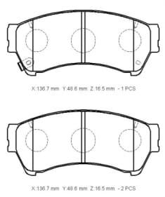 MAZDA 6- SD- 09/12; ÖN FREN BALATASI 1,8/2,0/2,2/2,5 (DİSK)(136,7X48,6X16,5)(BRAMAX)