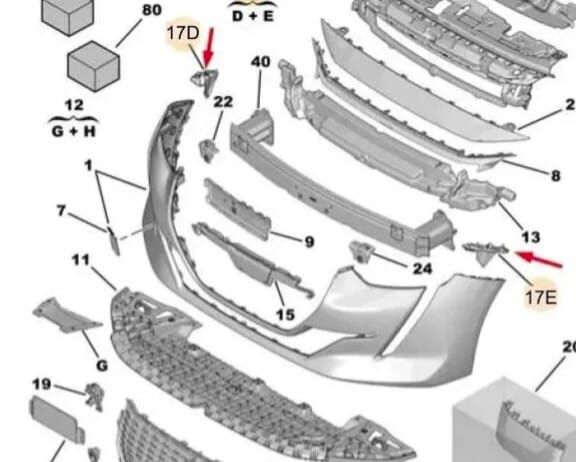 PEUGEOT 208- 24/25; ÖN TAMPON BAĞLANTI BRAKETİ SET (2PARÇA)(ÜST KÖŞE BRAKETİ) (TW)