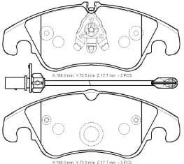 AUDI A5- 08/12; ÖN FREN BALATASI 1,8TSFI/2,0TFSI(1KABLOLU)(DİSK)(188X73.5X17.7/18;8X73X17.7)(BRAMAX)