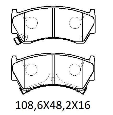 NISSAN ALMERA- N16- SD/HB- 00/03; ÖN FREN BALATASI (DİSK) (108,6X48,2X16) (DAIWA)