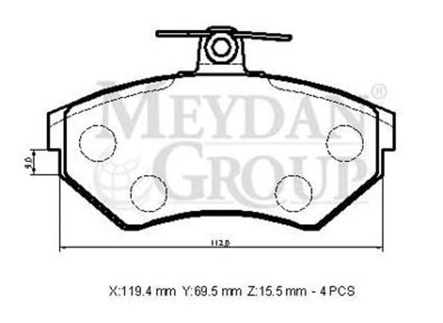 VOLKSWAGEN CADDY- 96/03; ÖN FREN BALATASI (DİSK) (119,4X69,5X15,5) (BRAMAX)