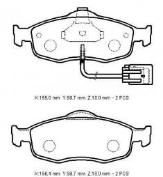 FORD MONDEO- 93/00; ÖN FREN BALATASI (2 KABLOLU) (DİSK) (155X58,7X18/15 6.4X58.7X18) (BRAMAX)