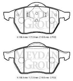AUDI A3- 04/05; ÖN FREN BALATASI 1,8T (KABLOSUZ) (DİSK) (156,4X73,8X19,5) (BRAMAX)