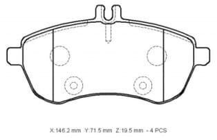MERCEDES E CLASS- W212- 10/12; ÖN FREN BALATASI (KABLOSUZ)(DİSK) (146.2X71.5X19.5)(BRAMAX)
