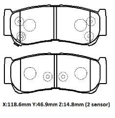 SSANGYONG ACTYON SPORTS- 08/12; ARKA FREN BALATASI (DİSK)(118.6X46.9X14.8)(DAIWA)