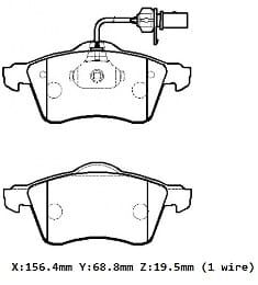 VOLKSWAGEN TRANSPORTER- T4- 96/01; ÖN FREN BALATASI 1,9/2,4/2.5(KABLOLU)DİSK)156,4X68,8X19,90)BRAMAX