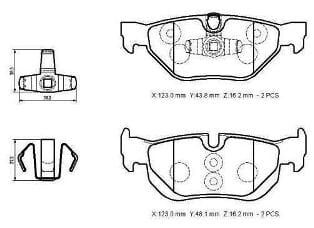 BMW X1- E84- 09/15; ARKA FREN BALATASI (KABLOSUZ)(DİSK)(123X43.8X16.2/123X48X16.2)(BRAMAX)