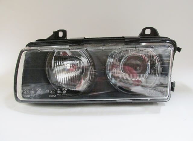 BMW 3 SERI- E36- SD/COUPE- 91/98; FAR LAMBASI SOL MAN/ELK (ÇİZGİLİ CAM) MERCEKLİ SİYAH 4FİŞLİ(DJ