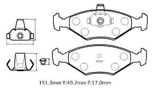 FIAT ALBEA- 05/13; ÖN FREN BALATASI 1,2/1,4 (KABLOSUZ)(DİSK) (151.3X49,2X17) (BRAMAX)