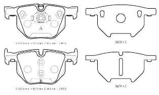BMW X5- E70- 07/13; ARKA FREN BALATASI (KABLOSUZ)(DİSK)(121.9x58.1x16.3/121.9x59.3x16.3)(BRAMAX)